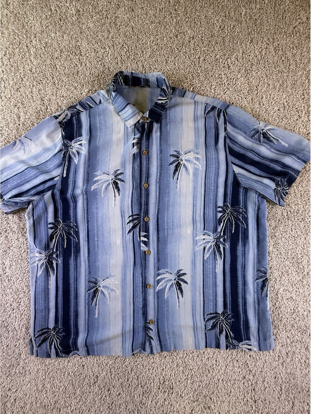 Men’s Paradise Collection 100% Silk Shirt Size XXL Blue Palm Trees